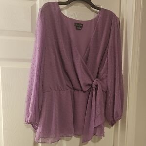 C. Luce Lavender Wrap Blouse